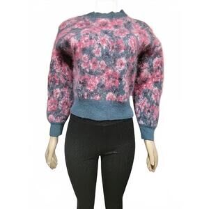 Snidel Size F Ribbed Floral Wool Women's Cropped Colorful Sweater Chunky Knit #C